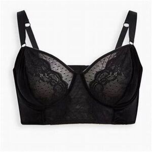 Torrid 2X Velour Lace Underwire Bra black 0969 strappy double strap goth
